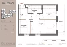 3 pokoje, mieszkanie 49,34 m², piętro 1, oferta nr 68, Between, Łódź, Śródmieście, ul. Dowborczyków 12