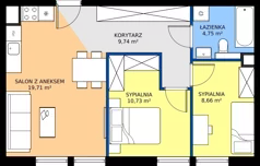 3 pokoje, mieszkanie 53,59 m², piętro 4, oferta nr 35, Oficyna, Łódź, Śródmieście, ul. Piotrkowska 56/58
