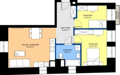 3 pokoje, mieszkanie 62,12 m², piętro 3, oferta nr 62, Oficyna, Łódź, Śródmieście, ul. Piotrkowska 56/58
