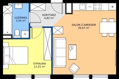 2 pokoje, mieszkanie 49,28 m², piętro 4, oferta nr 73, Oficyna, Łódź, Śródmieście, ul. Piotrkowska 56/58