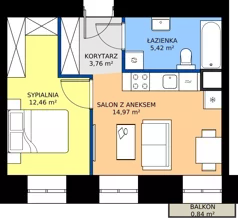 2 pokoje, mieszkanie 36,61 m², piętro 2, oferta nr 54, Oficyna, Łódź, Śródmieście, ul. Piotrkowska 56/58