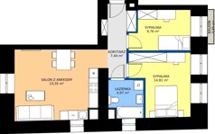 3 pokoje, mieszkanie 60,33 m², piętro 1, oferta nr 44, Oficyna, Łódź, Śródmieście, ul. Piotrkowska 56/58