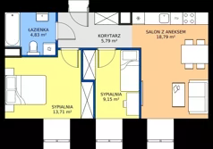 3 pokoje, mieszkanie 52,27 m², piętro 1, oferta nr 48, Oficyna, Łódź, Śródmieście, ul. Piotrkowska 56/58