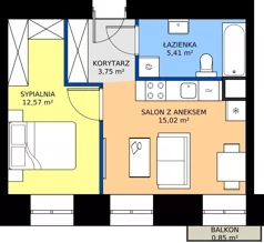 2 pokoje, mieszkanie 36,75 m², piętro 1, oferta nr 45, Oficyna, Łódź, Śródmieście, ul. Piotrkowska 56/58
