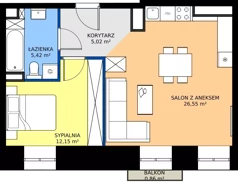 2 pokoje, mieszkanie 49,14 m², piętro 1, oferta nr 46, Oficyna, Łódź, Śródmieście, ul. Piotrkowska 56/58