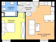 2 pokoje, mieszkanie 43,98 m², piętro 4, oferta nr 38, Oficyna, Łódź, Śródmieście, ul. Piotrkowska 56/58