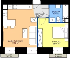 2 pokoje, apartament inwestycyjny 42,85 m², piętro 2, oferta nr 19, Oficyna - Apart Hotel, Łódź, Śródmieście, ul. Piotrkowska 56/58