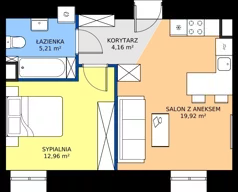 2 pokoje, apartament inwestycyjny 42,25 m², piętro 2, oferta nr 20, Oficyna - Apart Hotel, Łódź, Śródmieście, ul. Piotrkowska 56/58