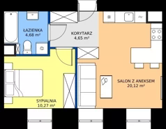 2 pokoje, apartament inwestycyjny 39,72 m², parter, oferta nr 3, Oficyna - Apart Hotel, Łódź, Śródmieście, ul. Piotrkowska 56/58