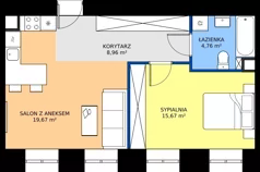 2 pokoje, apartament inwestycyjny 49,06 m², piętro 2, oferta nr 17, Oficyna - Apart Hotel, Łódź, Śródmieście, ul. Piotrkowska 56/58
