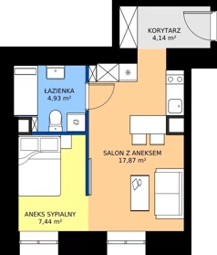 1 pokój, apartament inwestycyjny 34,38 m², piętro 2, oferta nr 21, Oficyna - Apart Hotel, Łódź, Śródmieście, ul. Piotrkowska 56/58