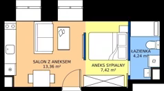 1 pokój, apartament inwestycyjny 25,02 m², piętro 1, oferta nr 15, Oficyna - Apart Hotel, Łódź, Śródmieście, ul. Piotrkowska 56/58
