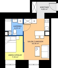 1 pokój, apartament inwestycyjny 32,78 m², piętro 1, oferta nr 12, Oficyna - Apart Hotel, Łódź, Śródmieście, ul. Piotrkowska 56/58