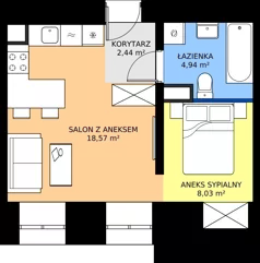 1 pokój, apartament inwestycyjny 33,98 m², parter, oferta nr 1, Oficyna - Apart Hotel, Łódź, Śródmieście, ul. Piotrkowska 56/58