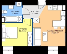 2 pokoje, apartament inwestycyjny 41,10 m², piętro 1, oferta nr 11, Oficyna - Apart Hotel, Łódź, Śródmieście, ul. Piotrkowska 56/58