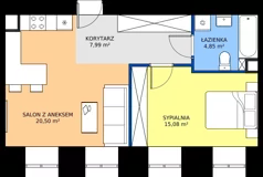 2 pokoje, apartament inwestycyjny 48,42 m², parter, oferta nr 2, Oficyna - Apart Hotel, Łódź, Śródmieście, ul. Piotrkowska 56/58