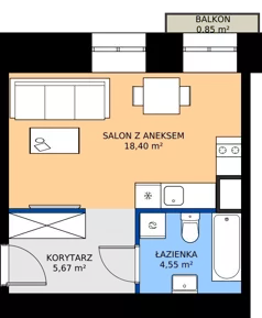 1 pokój, apartament inwestycyjny 28,62 m², piętro 2, oferta nr 16, Oficyna - Apart Hotel, Łódź, Śródmieście, ul. Piotrkowska 56/58