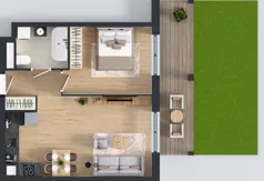 2 pokoje, mieszkanie 42,45 m², piętro 1, oferta nr A1/6, ESSA Kliny, Kraków, Swoszowice, Kliny, ul. Anny Szwed-Śniadowskiej