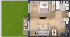 2 pokoje, mieszkanie 41,81 m², piętro 1, oferta nr A2/3, ESSA Kliny, Kraków, Swoszowice, Kliny, ul. Anny Szwed-Śniadowskiej