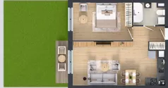 2 pokoje, mieszkanie 41,81 m², piętro 1, oferta nr A2/3, ESSA Kliny, Kraków, Swoszowice, Kliny, ul. Anny Szwed-Śniadowskiej