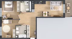 3 pokoje, mieszkanie 71,89 m², piętro 1, oferta nr A1/81, ESSA Kliny, Kraków, Swoszowice, Kliny, ul. Anny Szwed-Śniadowskiej