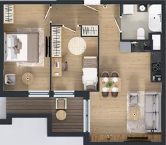 3 pokoje, mieszkanie 56,56 m², piętro 2, oferta nr A2/14, ESSA Kliny, Kraków, Swoszowice, Kliny, ul. Anny Szwed-Śniadowskiej