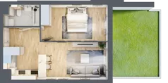 2 pokoje, mieszkanie 39,96 m², parter, oferta nr M64, Prato Park, Kraków, Czyżyny, ul. Na Łąkach