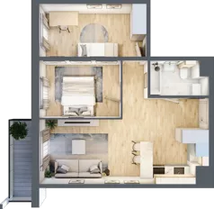 3 pokoje, mieszkanie 51,64 m², piętro 2, oferta nr M109, Prato Park, Kraków, Czyżyny, ul. Na Łąkach