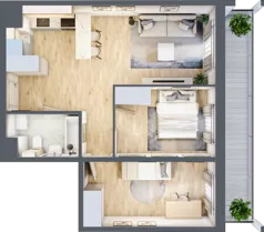 3 pokoje, mieszkanie 51,56 m², piętro 5, oferta nr M57, Prato Park, Kraków, Czyżyny, ul. Na Łąkach