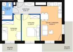 3 pokoje, mieszkanie 50,84 m², piętro 7, oferta nr 114, Podedworze 11, Kraków, Podgórze Duchackie, Piaski Wielkie, ul. Podedworze 11