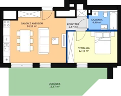 2 pokoje, mieszkanie 43,30 m², parter, oferta nr 1, Podedworze 11, Kraków, Podgórze Duchackie, Piaski Wielkie, ul. Podedworze 11