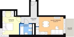 2 pokoje, mieszkanie 42,57 m², piętro 3, oferta nr 11, Podedworze 11, Kraków, Podgórze Duchackie, Piaski Wielkie, ul. Podedworze 11