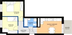 3 pokoje, mieszkanie 44,26 m², piętro 7, oferta nr 21, Podedworze 11, Kraków, Podgórze Duchackie, Piaski Wielkie, ul. Podedworze 11
