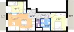 3 pokoje, mieszkanie 53,47 m², piętro 1, oferta nr 59, Podedworze 11, Kraków, Podgórze Duchackie, Piaski Wielkie, ul. Podedworze 11