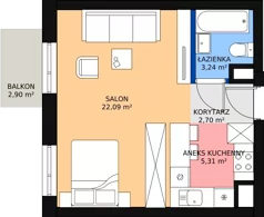 2 pokoje, mieszkanie 33,36 m², piętro 4, oferta nr 69, Podedworze 11, Kraków, Podgórze Duchackie, Piaski Wielkie, ul. Podedworze 11
