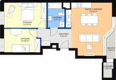 3 pokoje, mieszkanie 59,82 m², piętro 9, oferta nr 85, Podedworze 11, Kraków, Podgórze Duchackie, Piaski Wielkie, ul. Podedworze 11