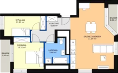 3 pokoje, mieszkanie 63,45 m², piętro 10, oferta nr 86, Podedworze 11, Kraków, Podgórze Duchackie, Piaski Wielkie, ul. Podedworze 11