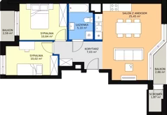 3 pokoje, mieszkanie 56,39 m², piętro 10, oferta nr 88, Podedworze 11, Kraków, Podgórze Duchackie, Piaski Wielkie, ul. Podedworze 11