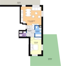 2 pokoje, mieszkanie 48,74 m², parter, oferta nr 89, Podedworze 11, Kraków, Podgórze Duchackie, Piaski Wielkie, ul. Podedworze 11