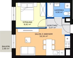 2 pokoje, mieszkanie 32,33 m², piętro 2, oferta nr 98, Podedworze 11, Kraków, Podgórze Duchackie, Piaski Wielkie, ul. Podedworze 11