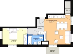 2 pokoje, mieszkanie 48,11 m², piętro 4, oferta nr 104, Podedworze 11, Kraków, Podgórze Duchackie, Piaski Wielkie, ul. Podedworze 11