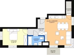 2 pokoje, mieszkanie 48,09 m², piętro 5, oferta nr 108, Podedworze 11, Kraków, Podgórze Duchackie, Piaski Wielkie, ul. Podedworze 11