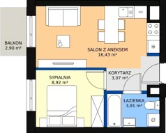 2 pokoje, mieszkanie 32,33 m², piętro 5, oferta nr 109, Podedworze 11, Kraków, Podgórze Duchackie, Piaski Wielkie, ul. Podedworze 11