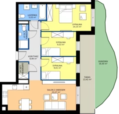 4 pokoje, apartament 74,59 m², parter, oferta nr A1/76, ESSA Kliny, Kraków, Swoszowice, Kliny, ul. Anny Szwed-Śniadowskiej
