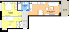 3 pokoje, mieszkanie 56,57 m², piętro 2, oferta nr A1/136, ESSA Kliny, Kraków, Swoszowice, Kliny, ul. Anny Szwed-Śniadowskiej