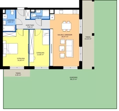 3 pokoje, apartament 72,48 m², parter, oferta nr A1/50, ESSA Kliny, Kraków, Swoszowice, Kliny, ul. Anny Szwed-Śniadowskiej