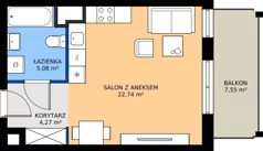 1 pokój, mieszkanie 32,09 m², piętro 1, oferta nr A1/113, ESSA Kliny, Kraków, Swoszowice, Kliny, ul. Anny Szwed-Śniadowskiej