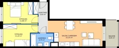 3 pokoje, mieszkanie 56,03 m², piętro 2, oferta nr A1/140, ESSA Kliny, Kraków, Swoszowice, Kliny, ul. Anny Szwed-Śniadowskiej