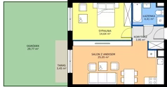 2 pokoje, apartament 41,81 m², piętro 1, oferta nr A2/3, ESSA Kliny, Kraków, Swoszowice, Kliny, ul. Anny Szwed-Śniadowskiej