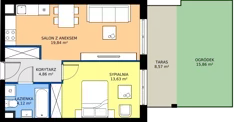 2 pokoje, apartament 42,45 m², parter, oferta nr A1/2, ESSA Kliny, Kraków, Swoszowice, Kliny, ul. Anny Szwed-Śniadowskiej